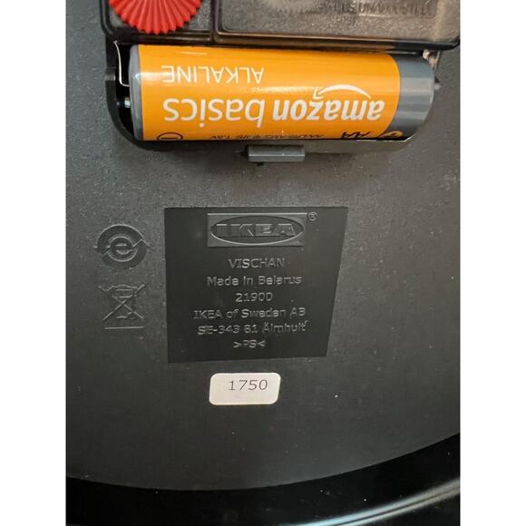 IKEA Vischan 21900 Belarus 12" Black Plastic Round Gray Quartz Analog Wall Clock - Picture 3 of 4